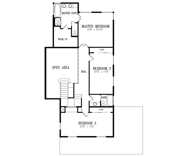Adobe / Southwestern Floor Plan - Upper Floor Plan #1-562