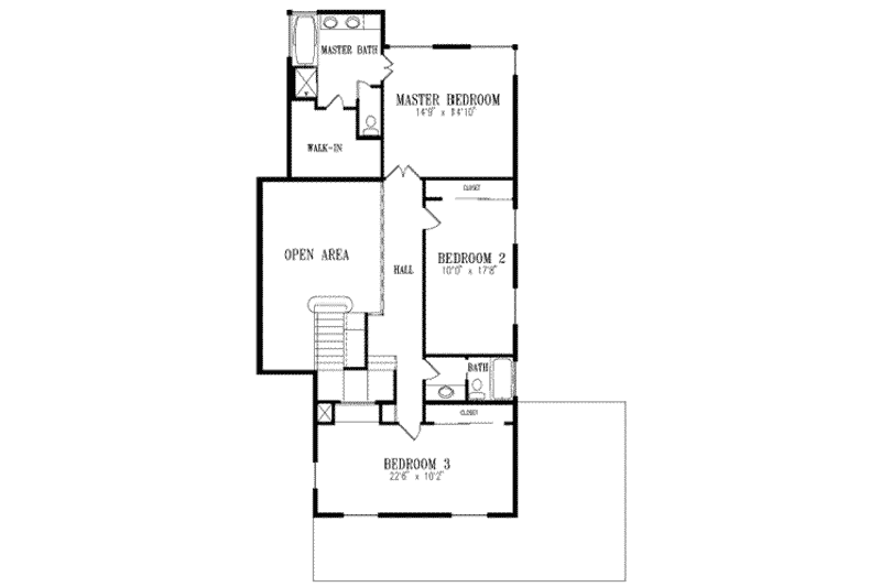 Architectural House Design - Floor Plan - Upper Floor for Adobe / Southwestern House Plan #1-562 - 4 bed, 3 bath