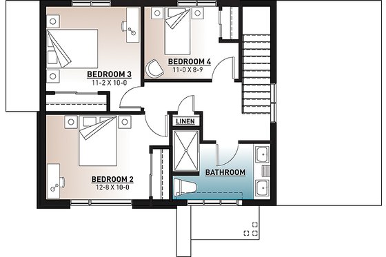 Floor Plan - Upper Floor for Contemporary House Plan #23-2796 - 4 bed, 2.5 bath