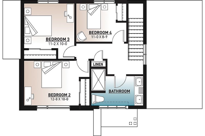House Blueprint - Floor Plan - Upper Floor for Contemporary House Plan #23-2796 - 4 bed, 2.5 bath
