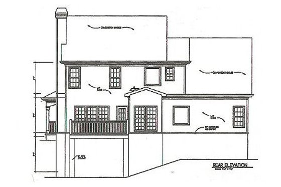 Exterior - Rear Elevation for Traditional House Plan #129-107 - 4 bed, 3 bath