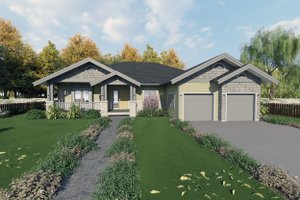 Exterior - Front Elevation 3 for Craftsman House Plan #1101-4 - 3 bed, 3.5 bath