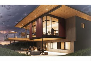 Exterior - Front Elevation 3 for Modern House Plan #498-6 - 4 bed, 3.5 bath