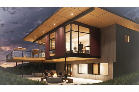 Exterior - Front Elevation 3 for Modern House Plan #498-6 - 4 bed, 3.5 bath