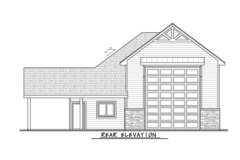 House Design - Exterior - Rear Elevation 1 for Craftsman House Plan #20-2644 - 1 bed, 1 bath
