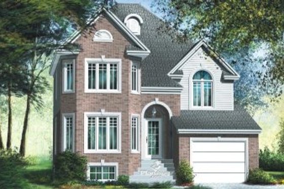 Exterior - Front Elevation for European House Plan #25-4153 - 3 bed, 1.5 bath