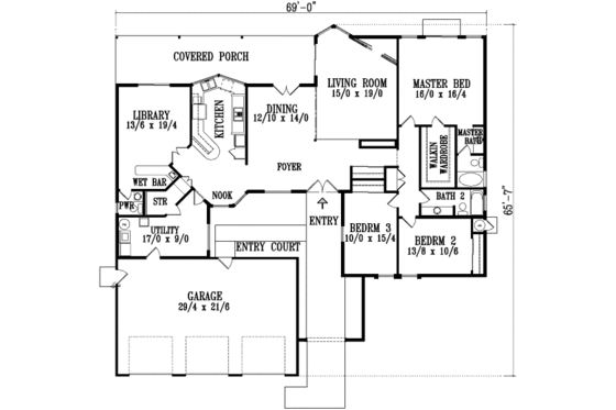 Floor Plan - Main Floor House Plan #1-1175 - 3 bed, 2.5 bath