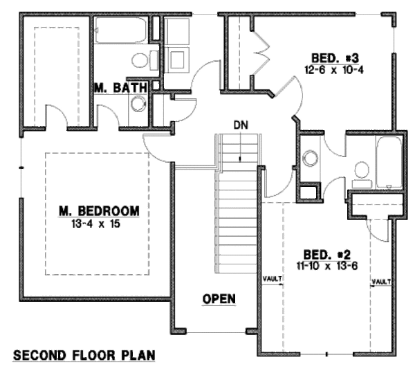Traditional Floor Plan - Upper Floor Plan #67-868