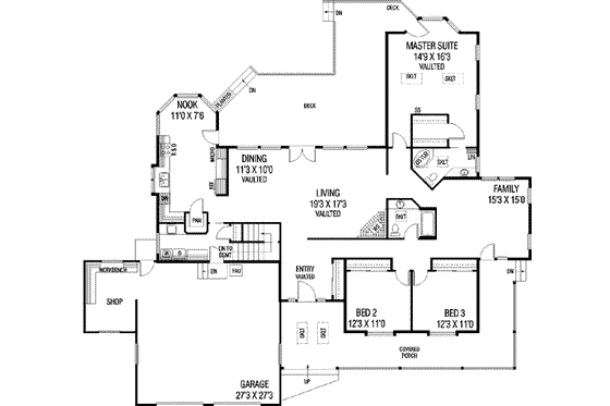 Floor Plan - Main Floor for Traditional House Plan #60-501 - 3 bed, 2 bath
