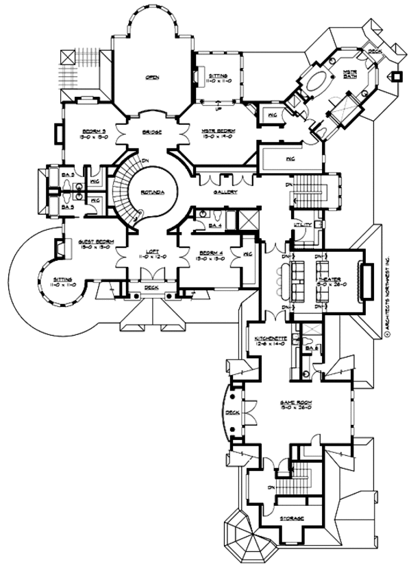 Traditional Floor Plan - Upper Floor Plan #132-216