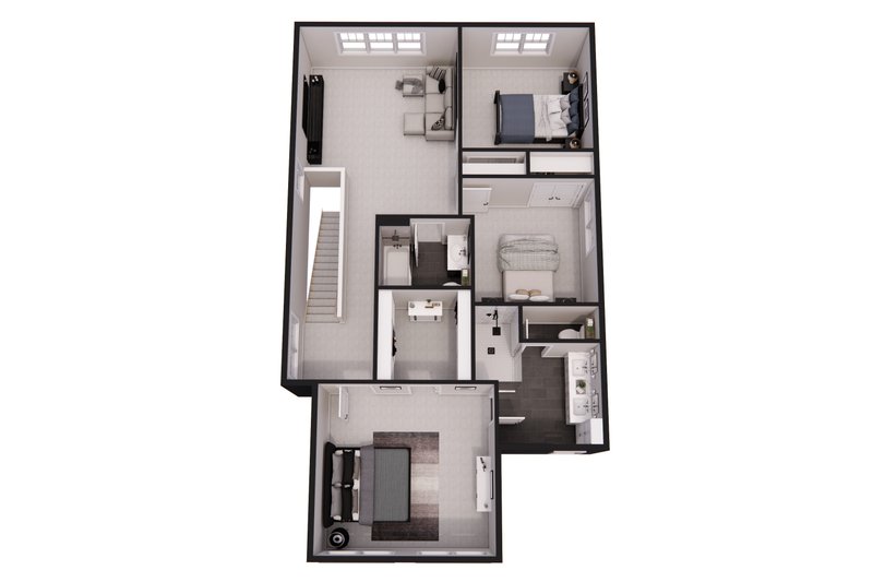 House Blueprint - Floor Plan - Upper Floor 1 for Farmhouse House Plan #51-1543 - 3 bed, 2.5 bath