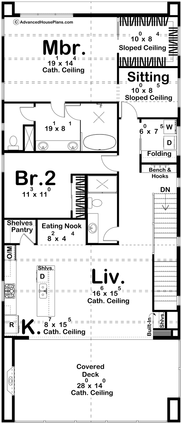 House Blueprint - Floor Plan - Upper Floor for Modern House Plan #455-809 - 2 bed, 2.5 bath