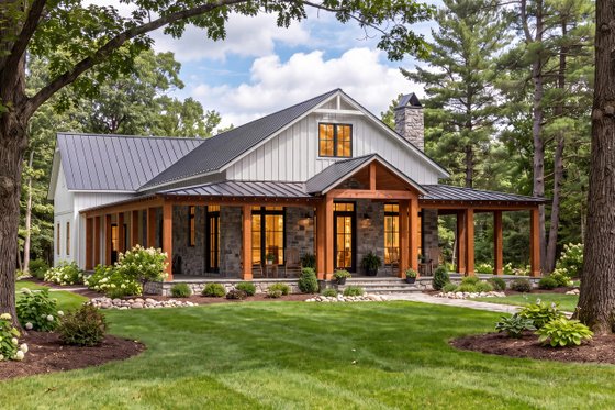 Exterior - Front Elevation 6 for Barndominium House Plan #430-450 - 3 bed, 2 bath