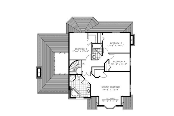 Floor Plan - Upper Floor for European House Plan #138-329 - 4 bed, 2.5 bath