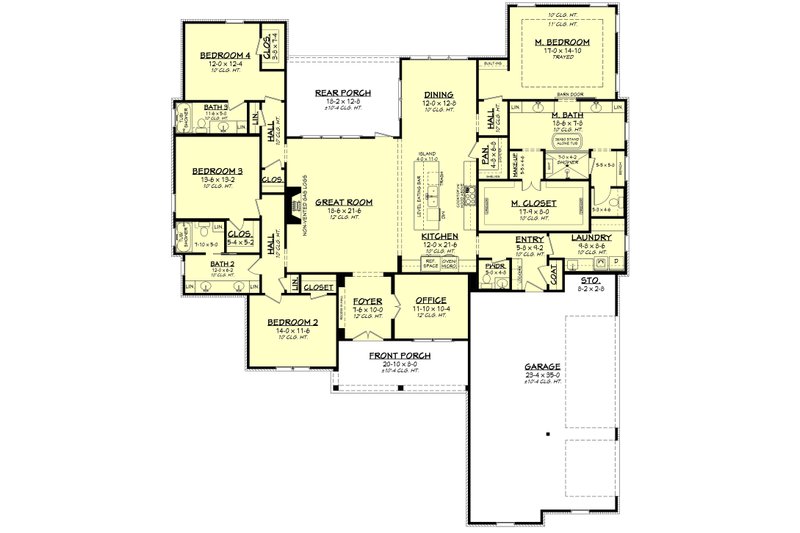 House Plan Design - Floor Plan - Main Floor for Farmhouse House Plan #430-291 - 4 bed, 3.5 bath