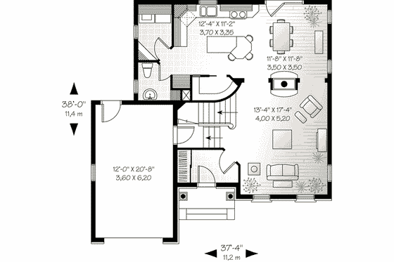 Floor Plan - Main Floor for Colonial House Plan #23-376 - 3 bed, 2.5 bath