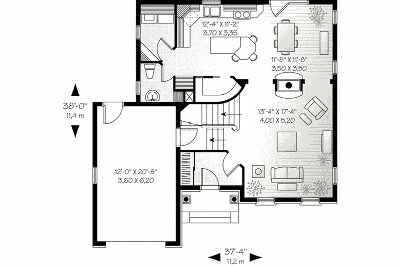Home Plan - Floor Plan - Main Floor for Colonial House Plan #23-376 - 3 bed, 2.5 bath