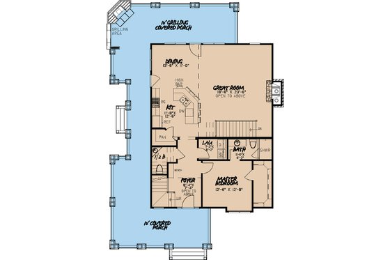 Floor Plan - Main Floor for Cabin House Plan #923-25 - 3 bed, 4.5 bath