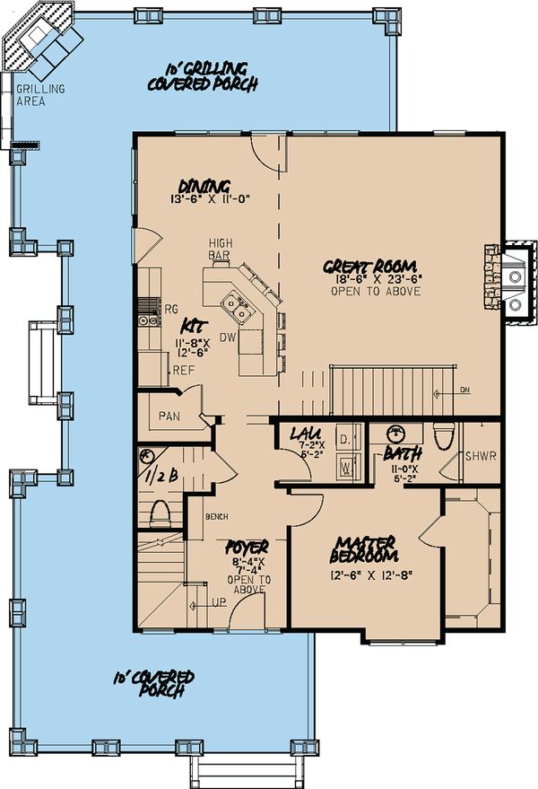 House Design - Cabin Floor Plan - Main Floor Plan #923-25