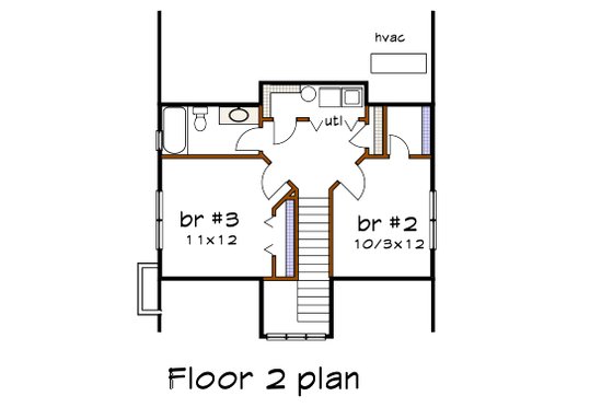 Floor Plan - Upper Floor for Bungalow House Plan #79-375 - 3 bed, 2.5 bath