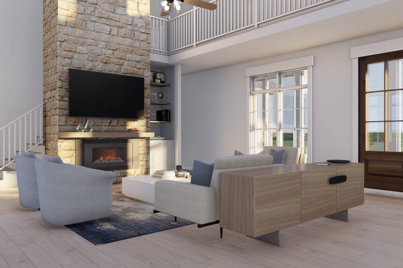 Architectural House Design - Interior - Family Room for Farmhouse House Plan #923-411 - 3 bed, 3.5 bath
