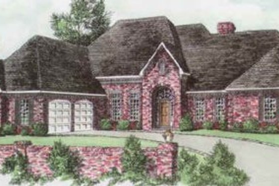 Exterior - Front Elevation for European House Plan #16-169 - 4 bed, 3 bath