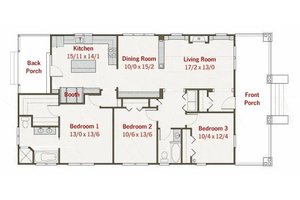 Floor Plan - Main Floor for Craftsman House Plan #461-21 - 3 bed, 2 bath