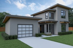 Exterior - Front Elevation 3 for Contemporary House Plan #1070-66 - 2 bed, 2.5 bath