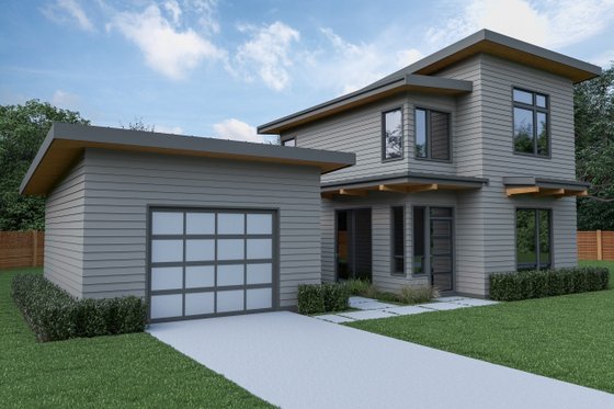 Exterior - Front Elevation 3 for Contemporary House Plan #1070-66 - 2 bed, 2.5 bath