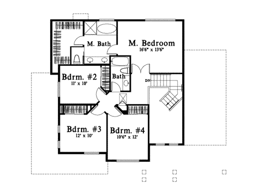 Floor Plan - Upper Floor for Craftsman House Plan #78-199 - 4 bed, 2.5 bath