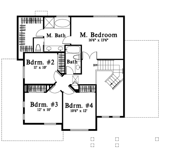 Floor Plan - Upper Floor for Craftsman House Plan #78-199 - 4 bed, 2.5 bath