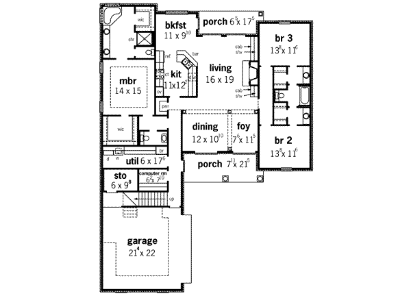 European Floor Plan - Main Floor Plan #16-309