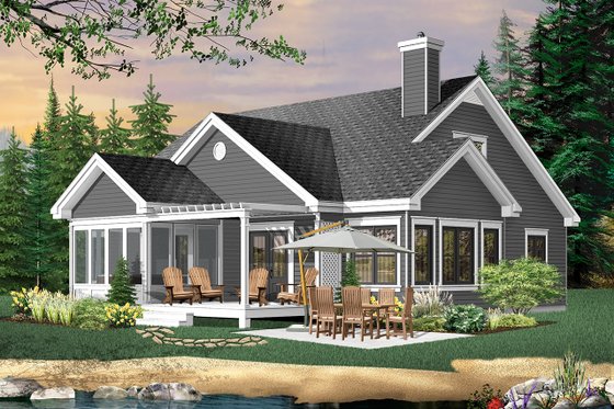 Exterior - Rear Elevation 3 for Traditional House Plan #23-716 - 3 bed, 2.5 bath