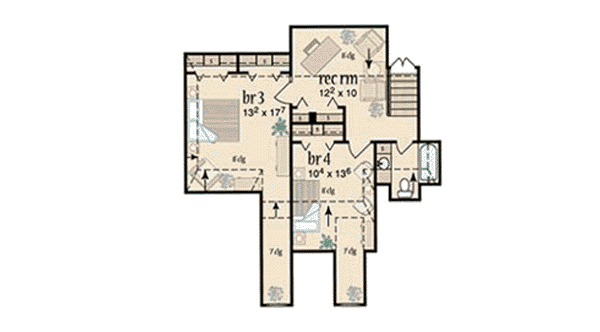 Southern Floor Plan - Upper Floor Plan #36-229