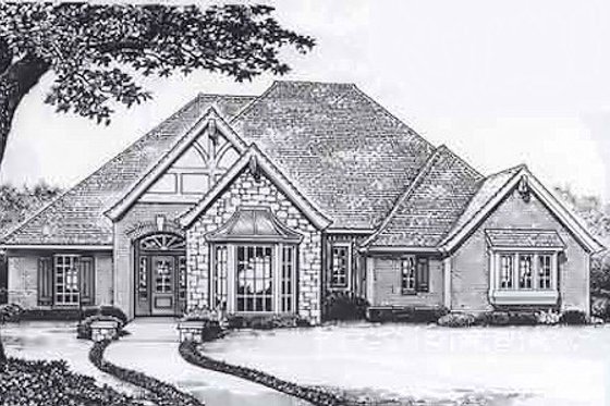 Exterior - Front Elevation for European House Plan #310-909 - 3 bed, 2.5 bath