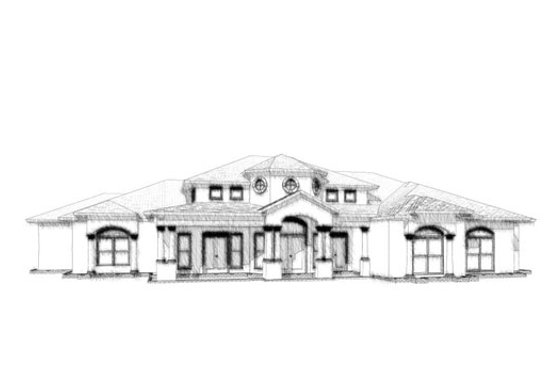 Exterior - Front Elevation for Mediterranean House Plan #63-325 - 4 bed, 3.5 bath