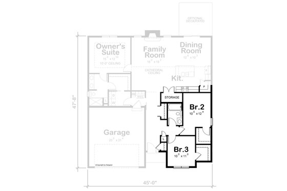 Floor Plan - Other Floor for Farmhouse House Plan #20-2462 - 3 bed, 2.5 bath