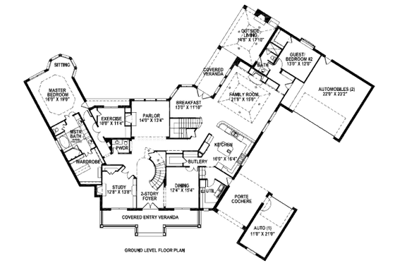 Floor Plan - Main Floor for Modern House Plan #141-283 - 5 bed, 4.5 bath