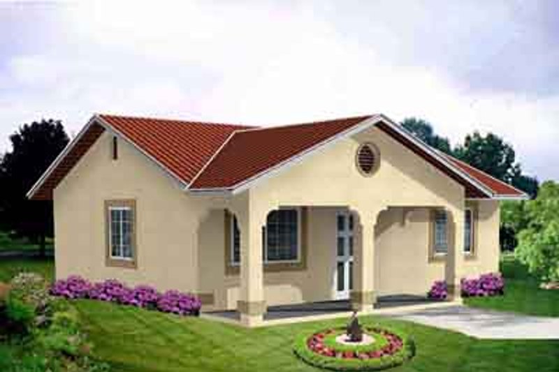 Architectural House Design - Adobe / Southwestern Exterior - Front Elevation Plan #1-112