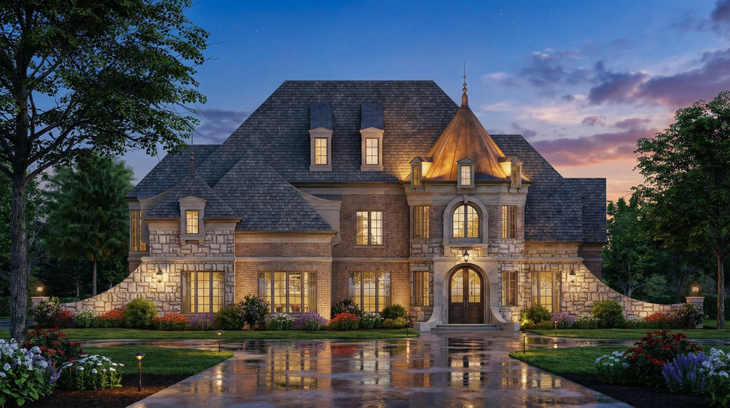 Exterior - Front Elevation 2 for European House Plan #119-358 - 4 bed, 4 bath