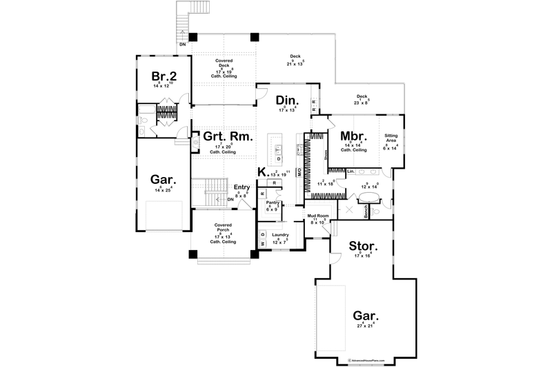 Architectural House Design - Floor Plan - Main Floor for Beach House Plan #455-534 - 2 bed, 2 bath