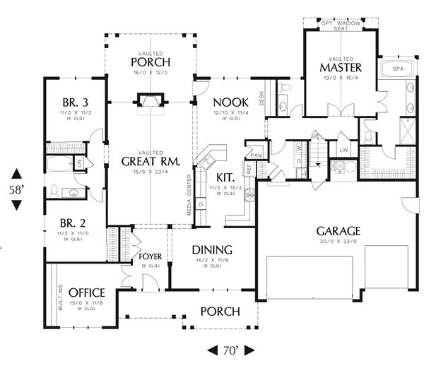 House Plan Design - Craftsman Floor Plan - Main Floor Plan #48-556
