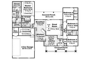 Floor Plan - Main Floor for Craftsman House Plan #21-294 - 4 bed, 2.5 bath