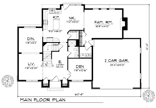 Home Plan - Traditional Floor Plan - Main Floor Plan #70-441