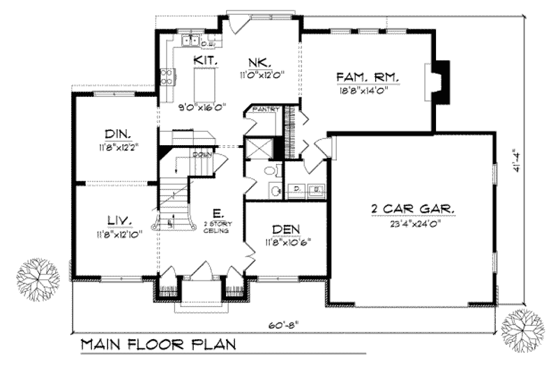 Home Plan - Floor Plan - Main Floor for Traditional House Plan #70-441 - 4 bed, 3.5 bath