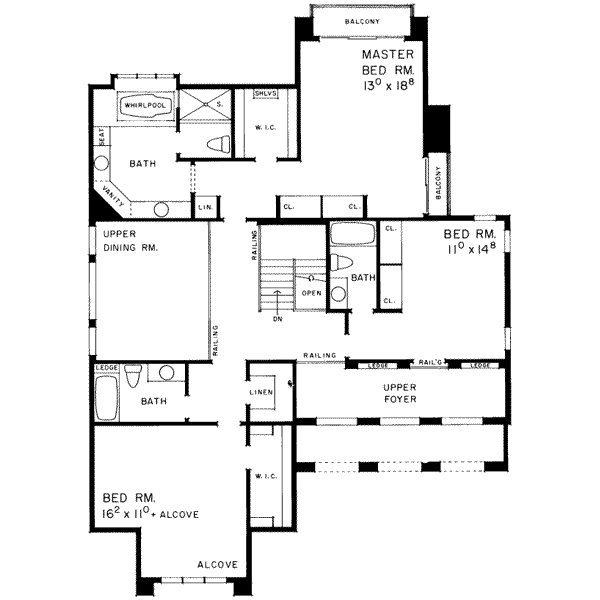 Architectural House Design - European Floor Plan - Upper Floor Plan #72-468