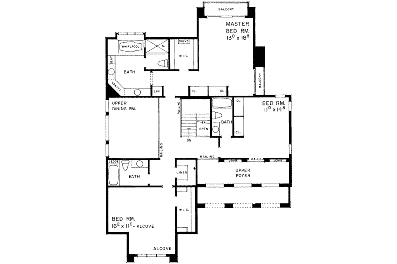 Home Plan - Floor Plan - Upper Floor for European House Plan #72-468 - 3 bed, 5 bath