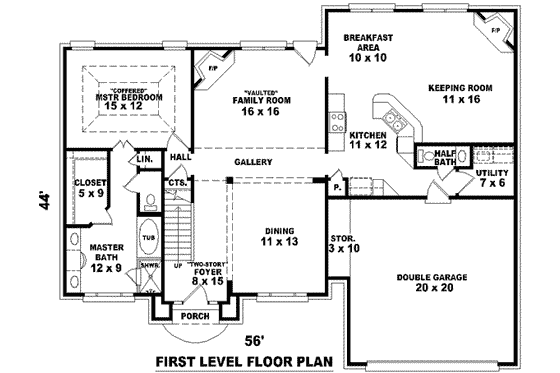 Floor Plan - Main Floor for European House Plan #81-1444 - 3 bed, 2.5 bath