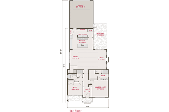 Floor Plan - Main Floor for Farmhouse House Plan #461-94 - 4 bed, 3 bath