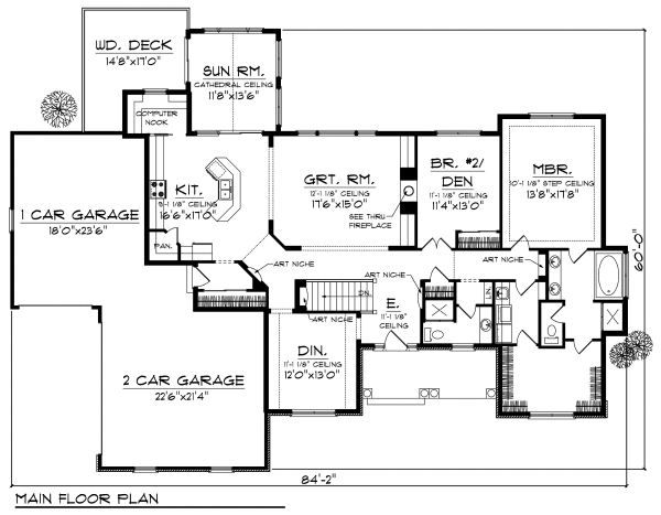 House Plan Design - European Floor Plan - Main Floor Plan #70-874